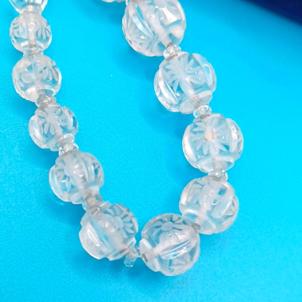 Clear Quartz Carved Beaded Necklace - Picture 3 of 7